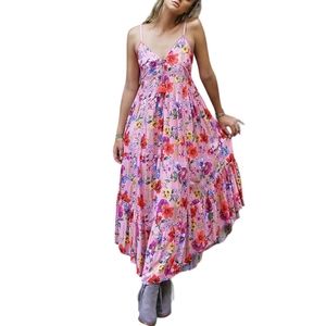 Tulle & Batiste | Praire Midi Slip Dress in Pink Blossom